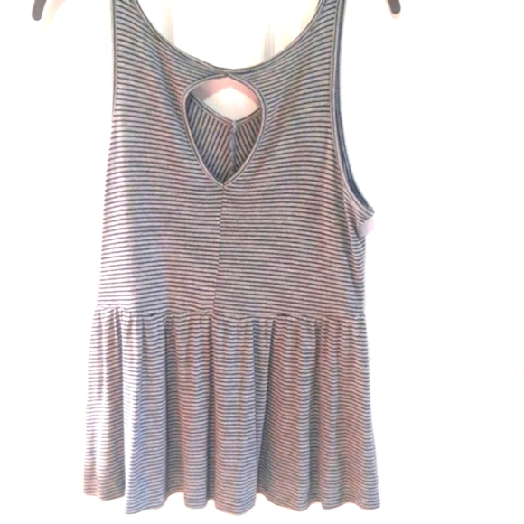 (S/M) Kismet Black/Grey Striped Peplum Top ptp 15"×L25" - Picture 10 of 12